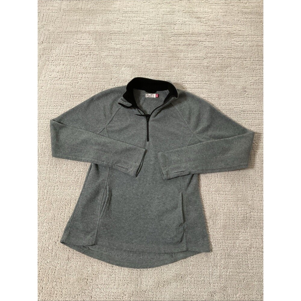 So Brand Authentic American Heritage Women's Gray M1/4 Zip Micro Fleece